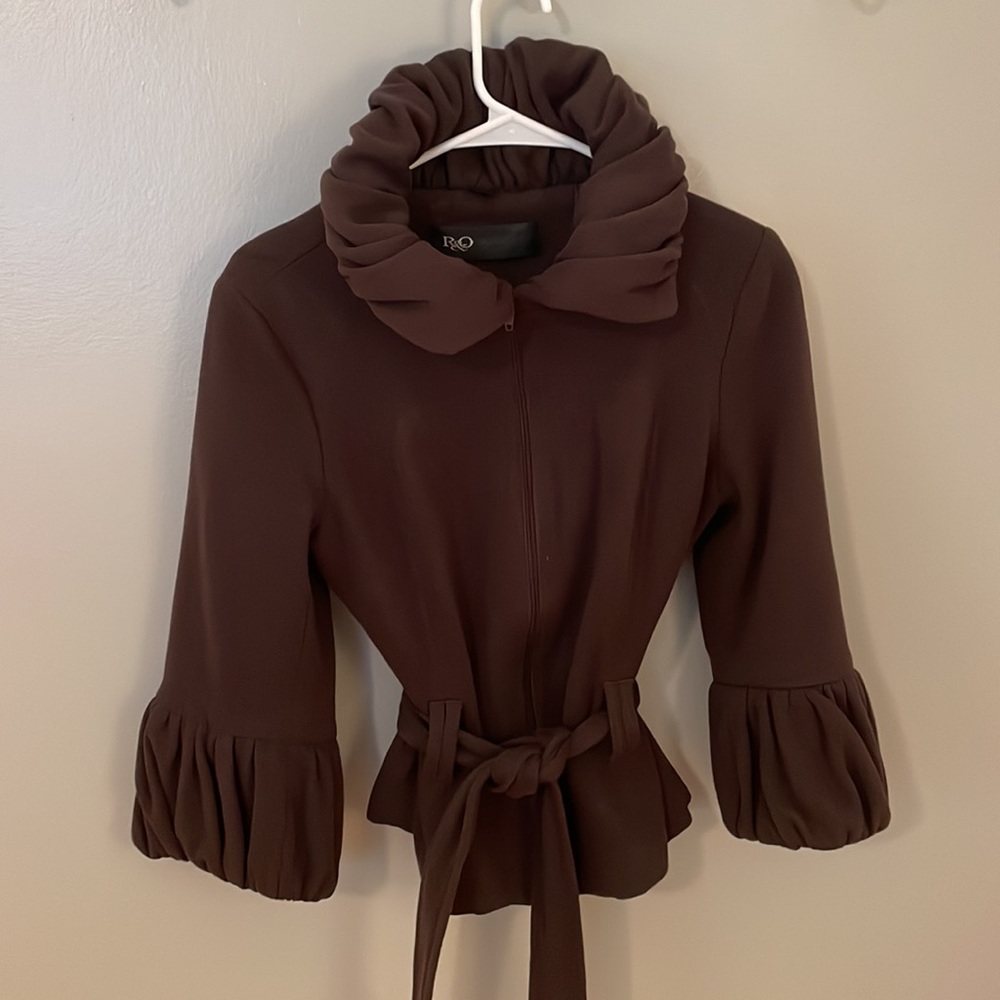 Reilly Olmes stylish brown zip up belted jacket size small